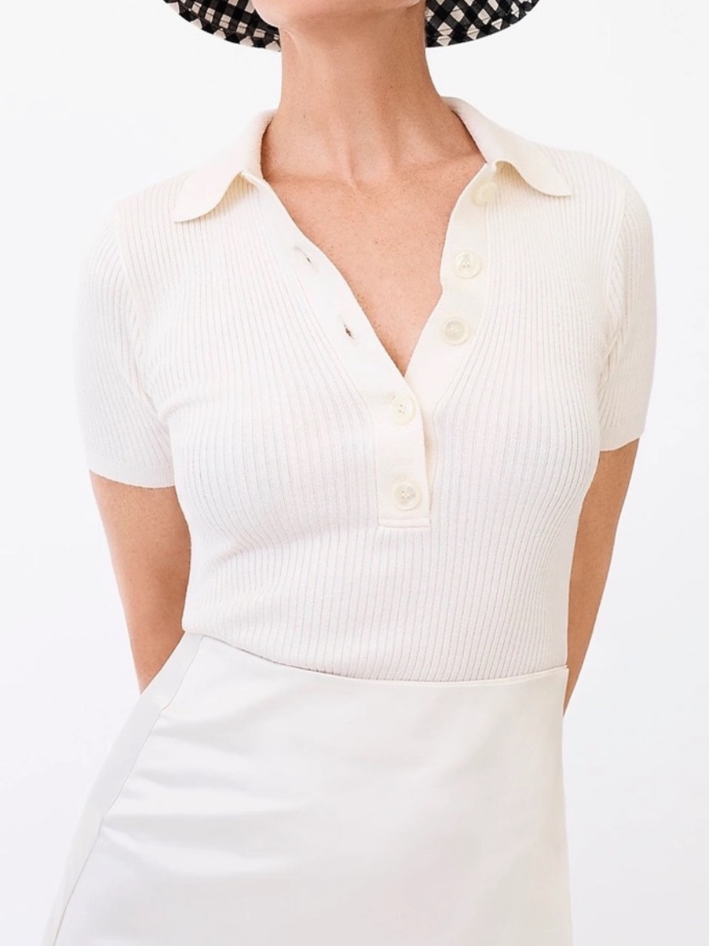 J.Crew Cream Ribbed Polo Shirt - Picture 2 of 5